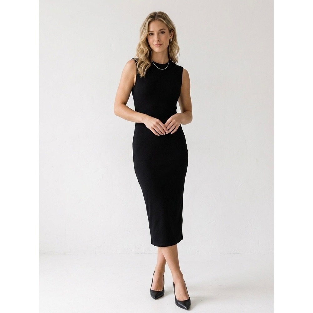 Zara Black Sleeveless Midi Dress